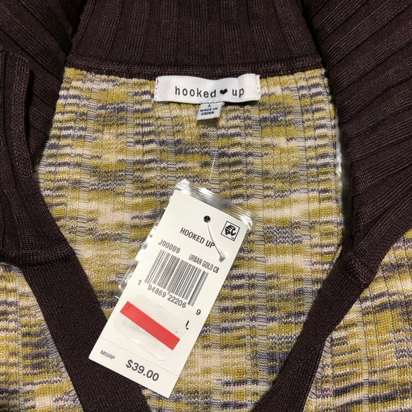 Hooked up Womens Ribbed Collared Cardigan Sweater, Size L, New - Picture 3 of 10